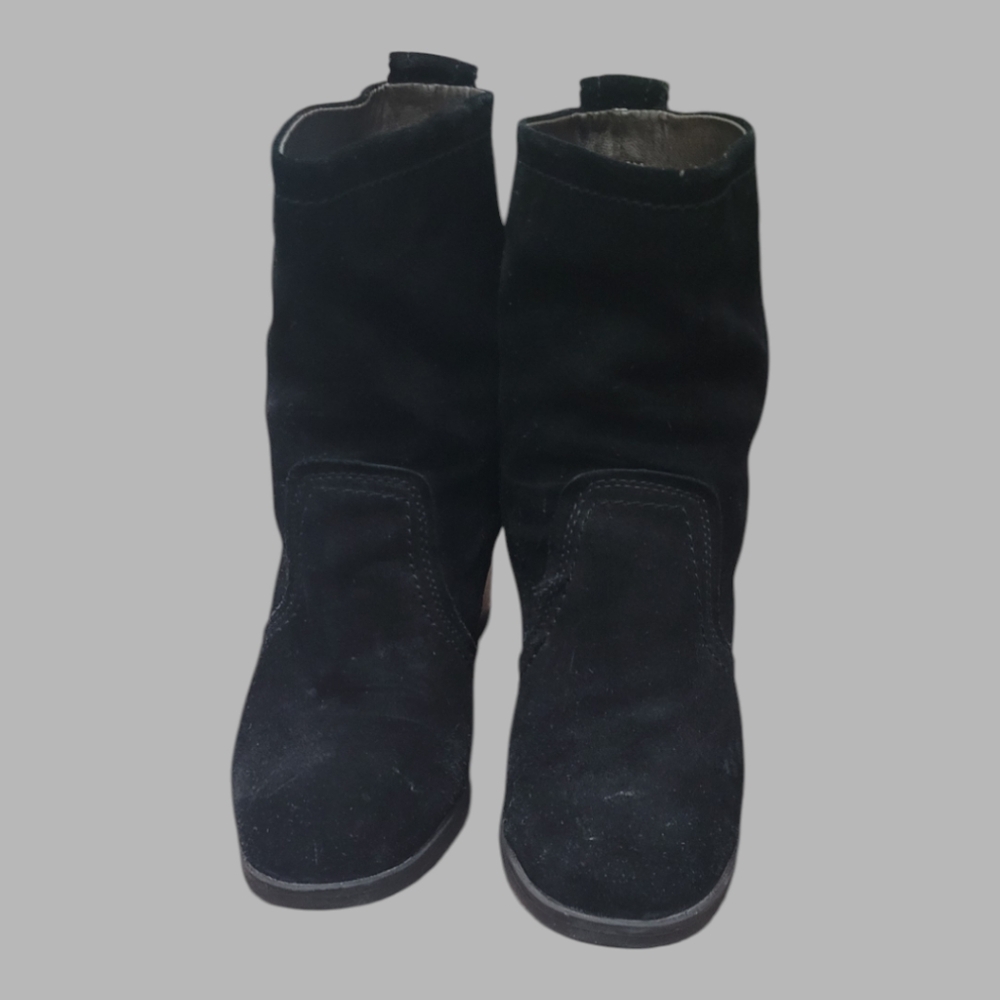 White Mountain Behari Ladies Chunky Heel Suede And Leather Boots